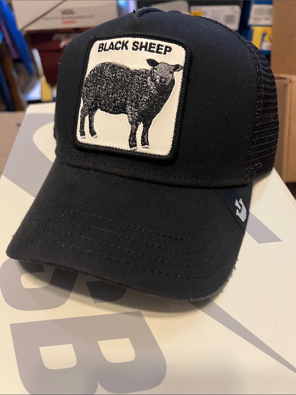 GOORIN BROS. THE FARM BLACK SHEEP TRUCKER HAT BLACK SNAPBACK